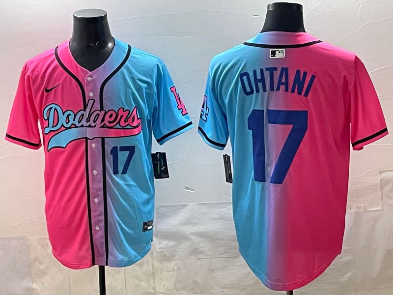 Men Los Angeles Dodgers 17 Ohtani Blue pink Game 2025 Nike MLB Jersey style 0017